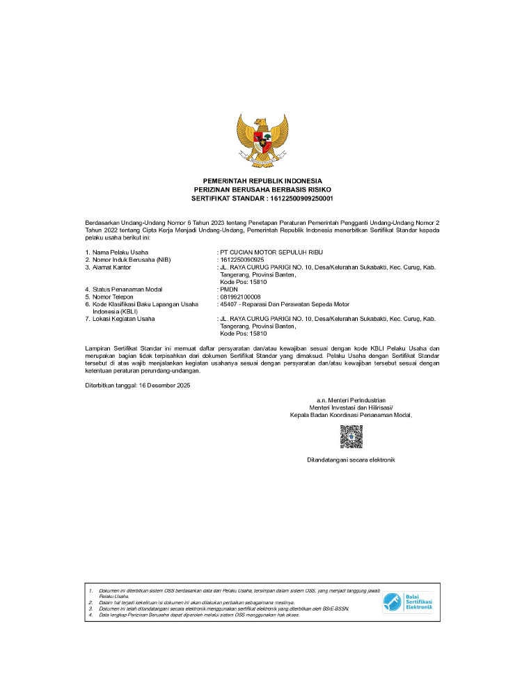 Kemitraan / Peluang Bisnis Cucian Motor Sepuluh Ribu