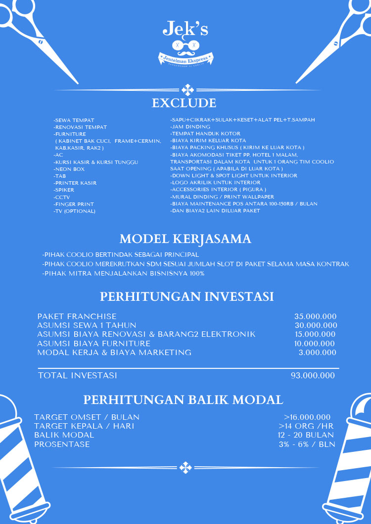 Franchise Peluang Usaha Salon Pria JEKS Barbershop by COOLIO