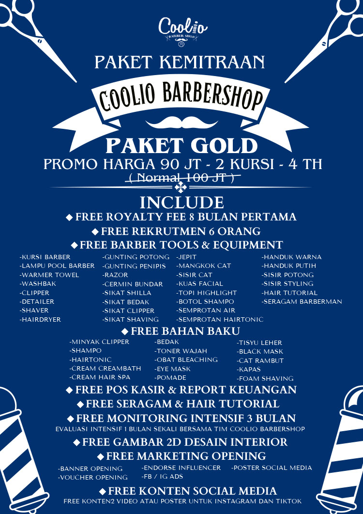 Franchise Peluang Usaha Salon Pria COOLIO BARBERSHOP