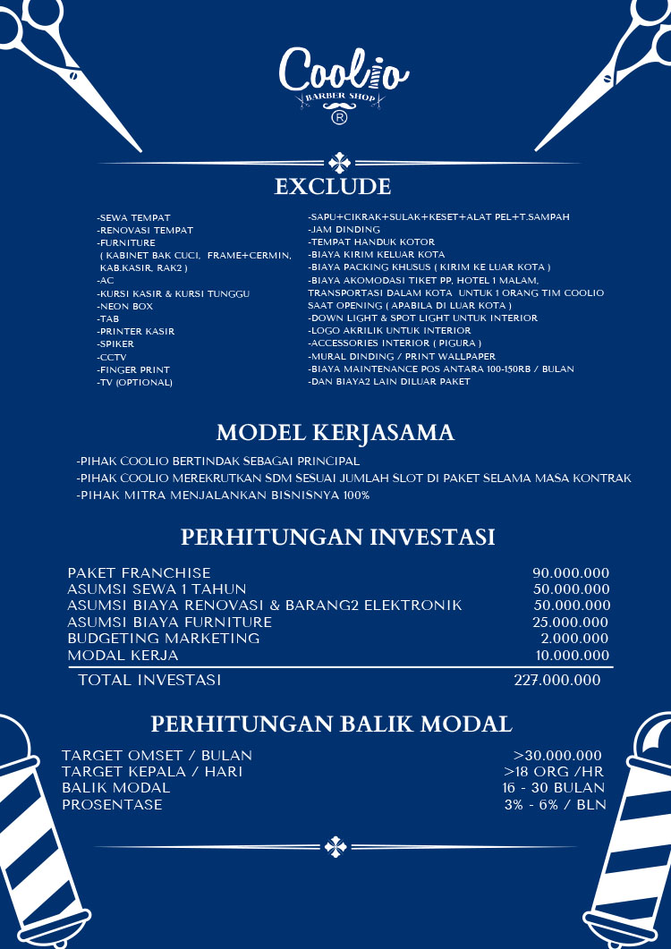 Franchise Peluang Usaha Salon Pria COOLIO BARBERSHOP