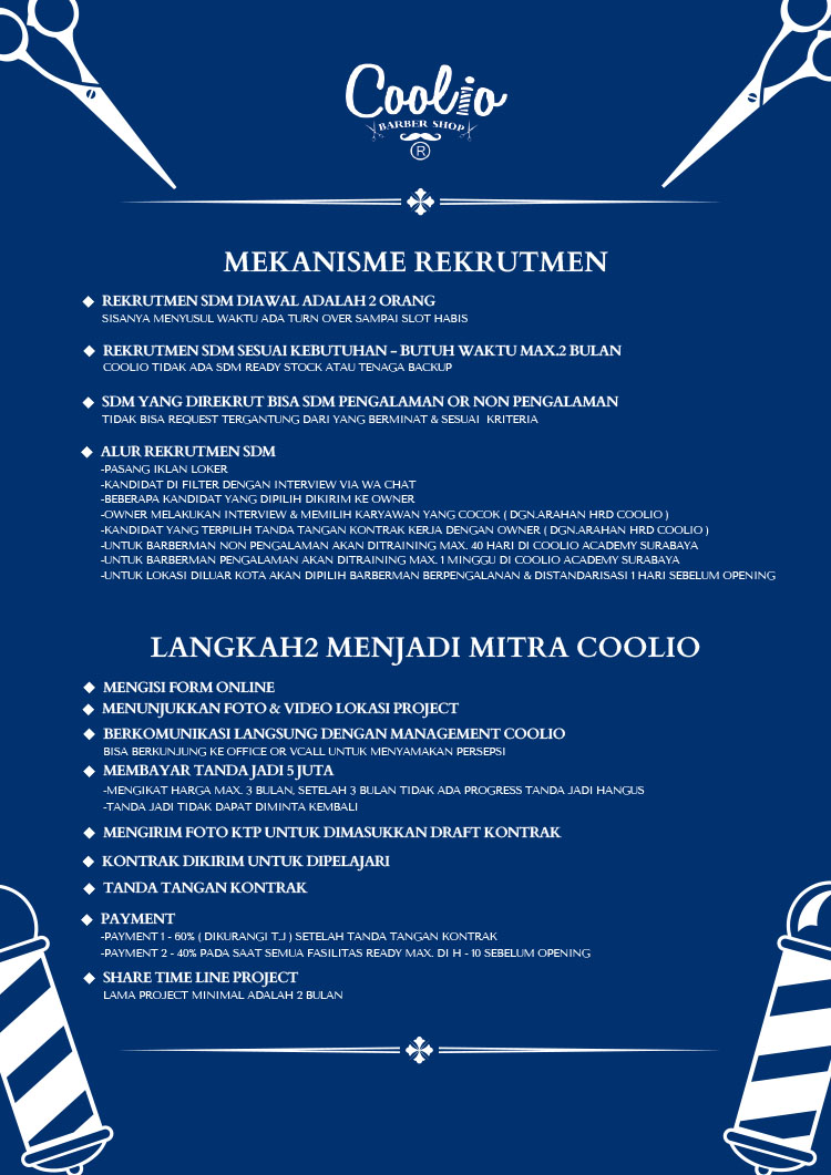Franchise Peluang Usaha Salon Pria COOLIO BARBERSHOP