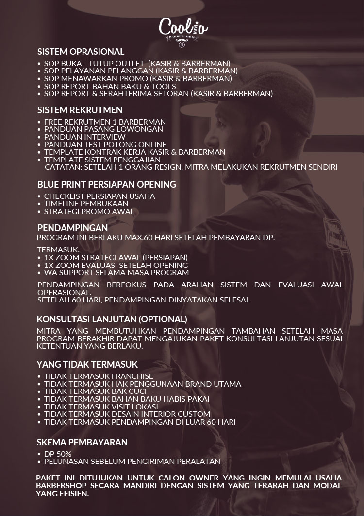 Franchise Peluang Usaha Salon Pria COOLIO BARBERSHOP