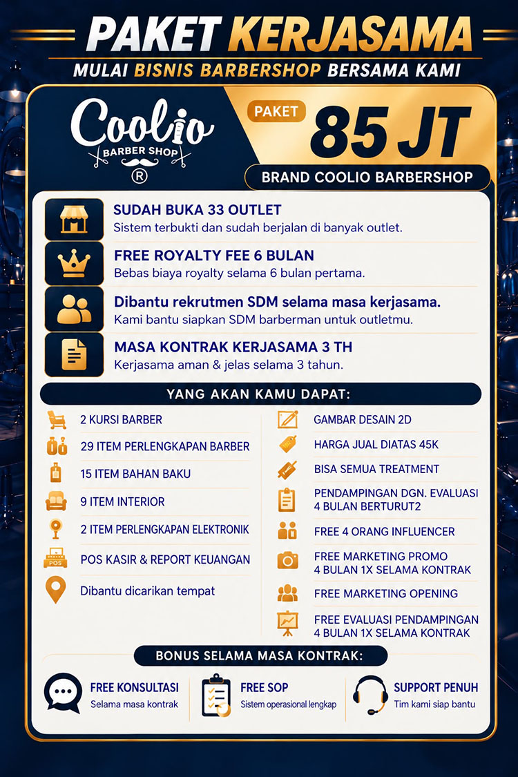 Franchise Peluang Usaha Salon Pria COOLIO BARBERSHOP
