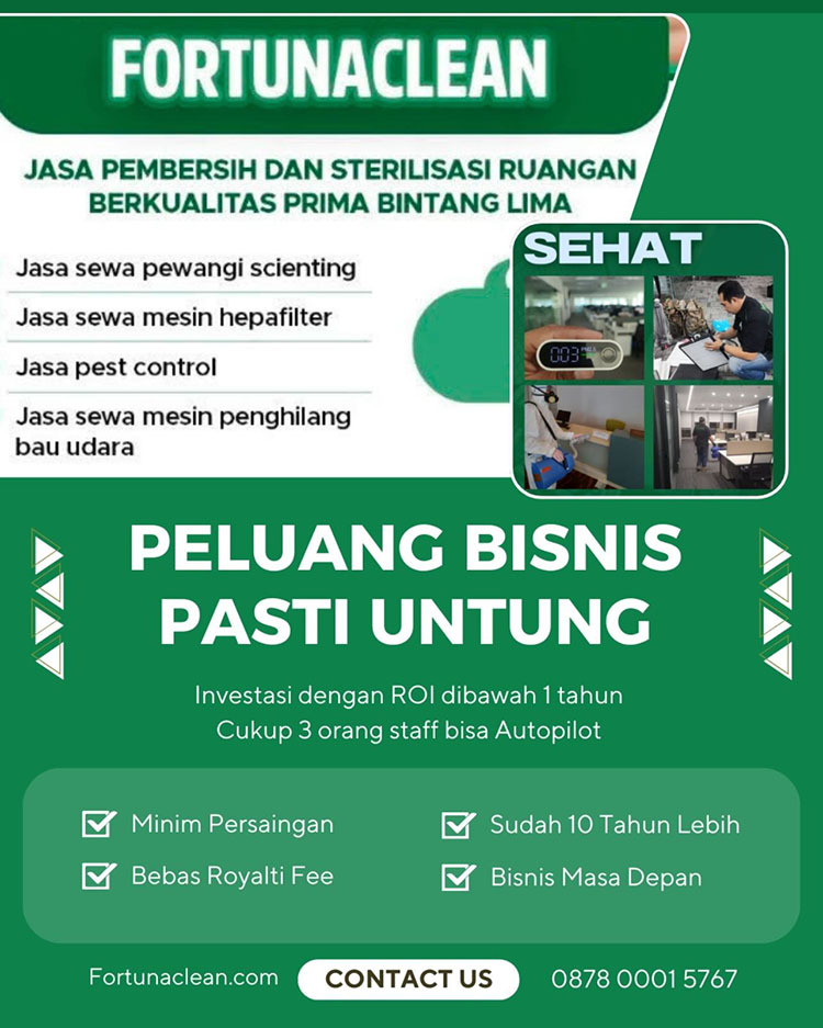 Kemitraan / Peluang Bisnis Rental Produk & Jasa Pembersihan / Sterilisasi Udara Ruangan / Gedung