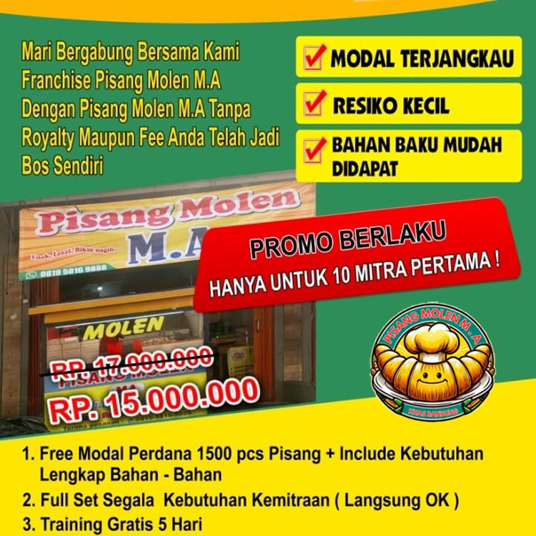 Kemitraan Peluang Bisnis Gorengan Pisang Molen M.A Tangerang