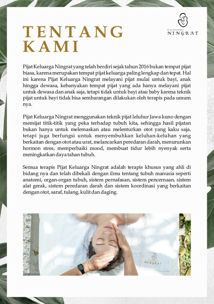 Kemitraan Peluang Bisnis Pijat Bayi, Anak, & Dewasa Teknik Tradisional Jawa Kuno Kemitraan Peluang Bisnis Pijat Bayi, Anak, & Dewasa Teknik Tradisional Jawa Kuno