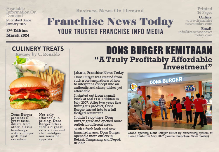 Kemitraan Peluang Bisnis Cafe & Restoran Fastfood Dons Burger & Coffee