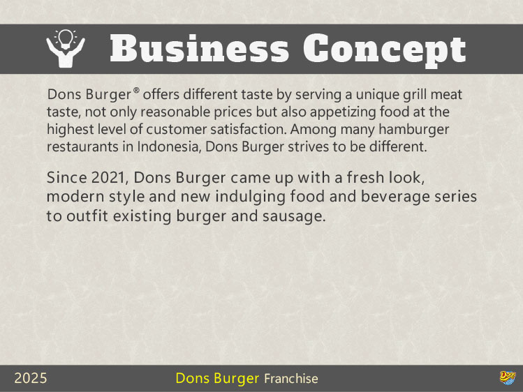Kemitraan Peluang Bisnis Cafe & Restoran Fastfood Dons Burger & Coffee