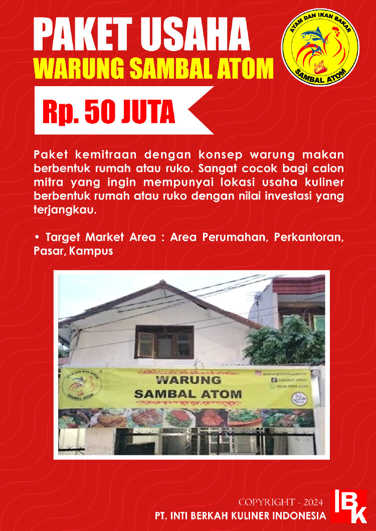 Kemitraan Peluang Bisnis Resto Pecel Lele & Ayam Bakar Warung Sambal Atom