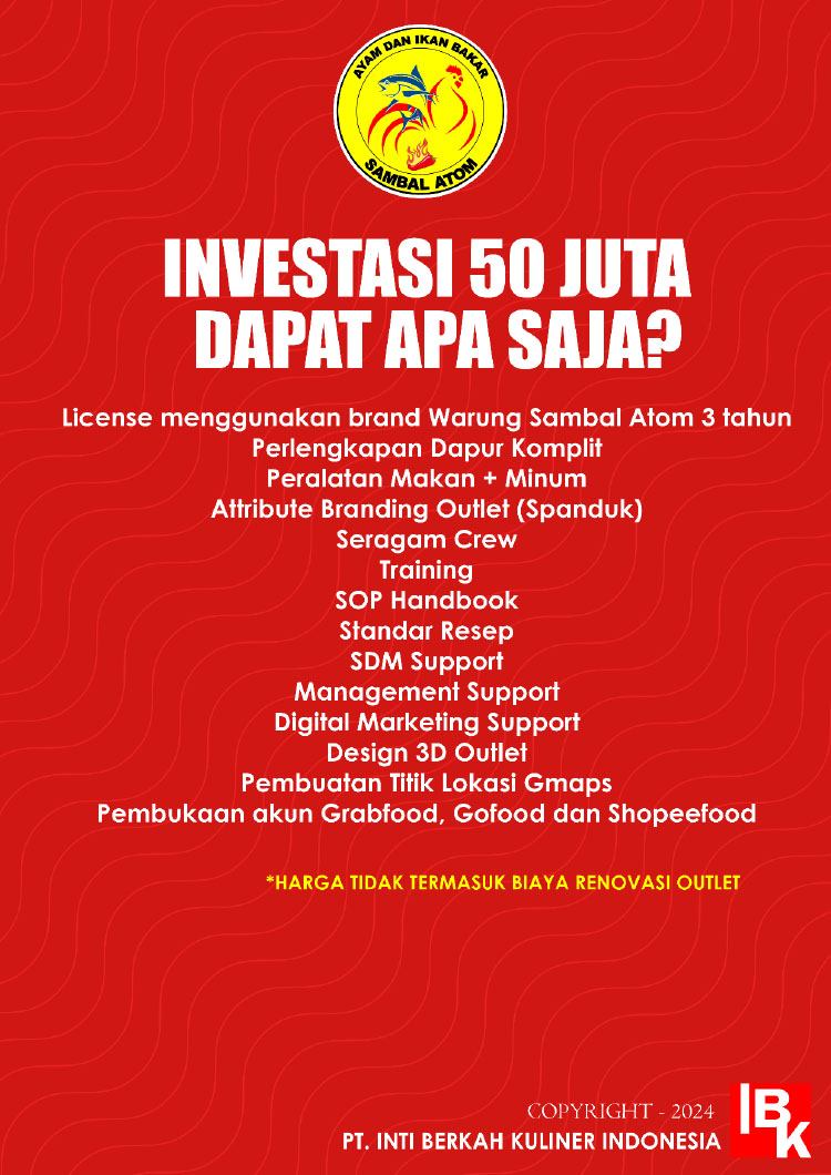 Kemitraan Peluang Bisnis Resto Pecel Lele & Ayam Bakar Warung Sambal Atom