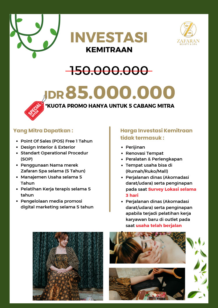 Kemitraan / Peluang Bisnis Pusat Kecantikan, Pijat & Spa, Zafaran Beauty And Spa