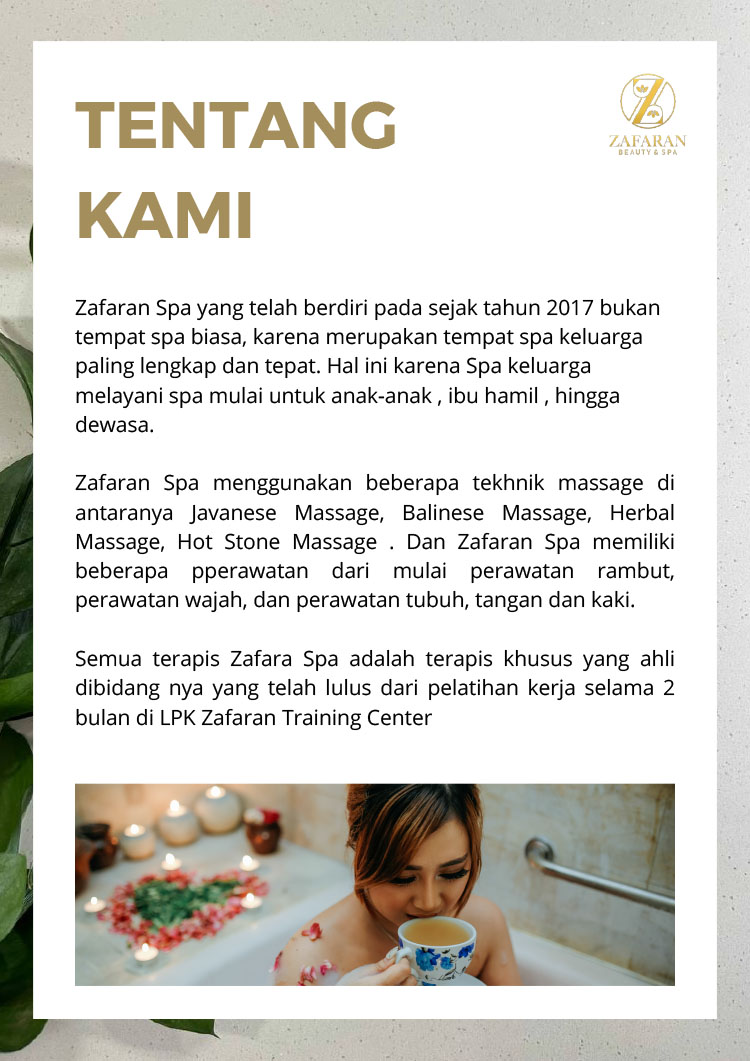 Kemitraan / Peluang Bisnis Pusat Kecantikan, Pijat & Spa, Zafaran Beauty And Spa