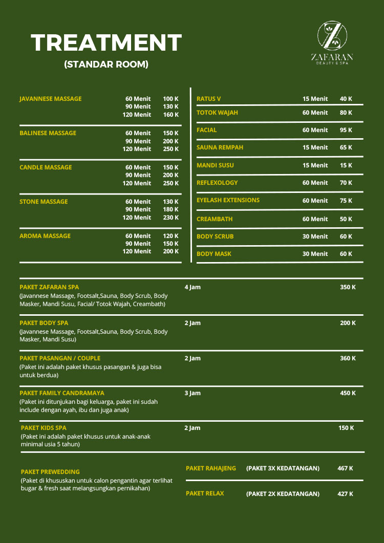 Kemitraan / Peluang Bisnis Pusat Kecantikan, Pijat & Spa, Zafaran Beauty And Spa