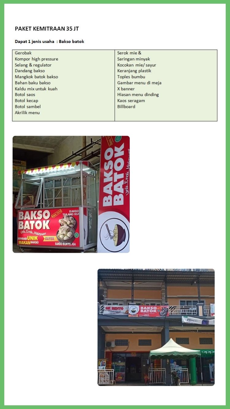 Kemitraan / Peluang Bisnis Kedai Bakso Batok Bang Toyib & Es Tetok