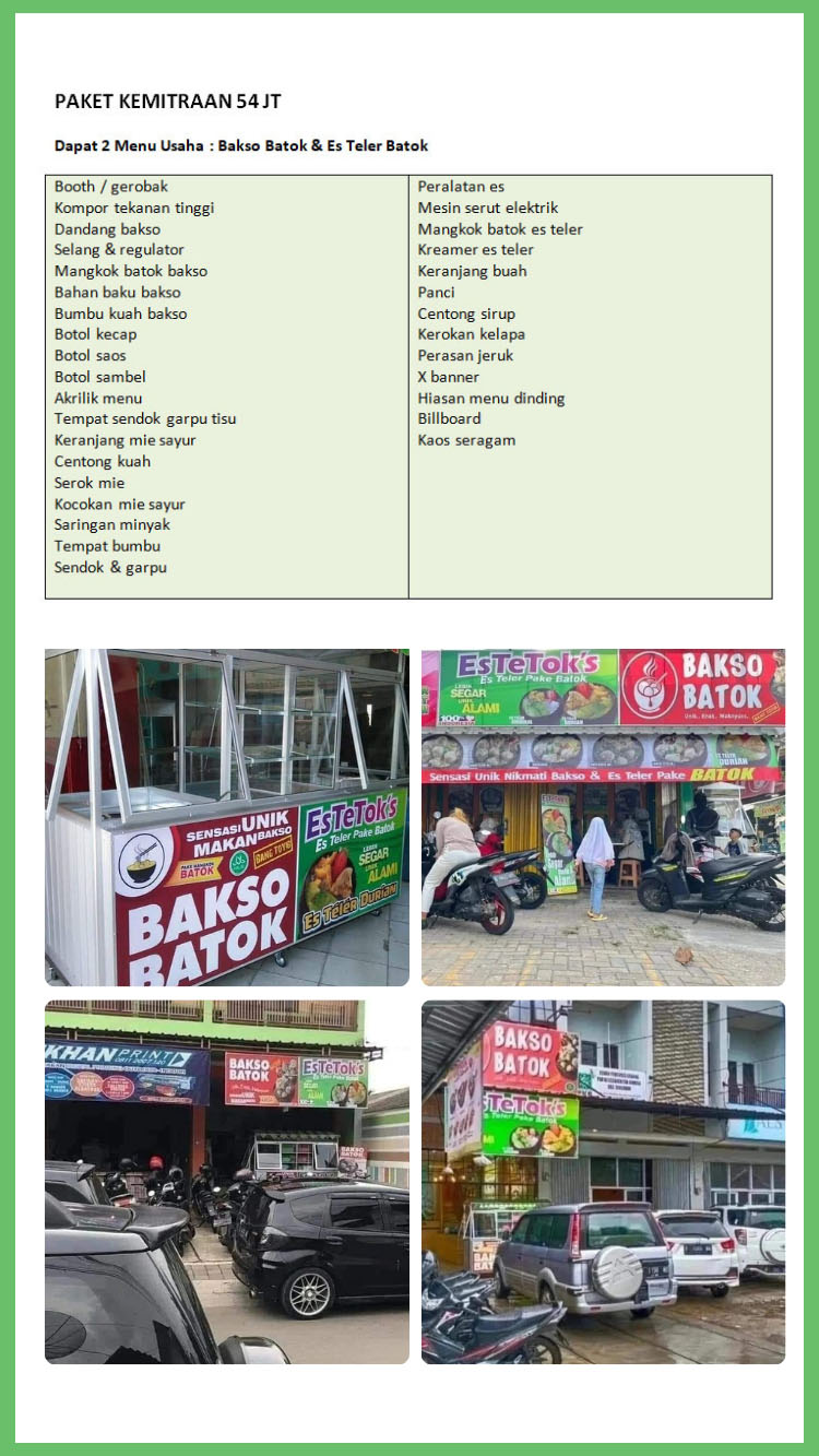 Kemitraan / Peluang Bisnis Kedai Bakso Batok Bang Toyib & Es Tetok
