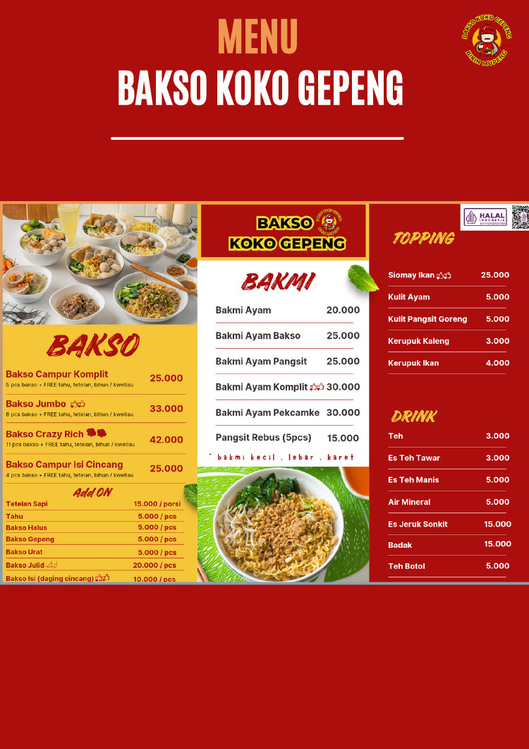 Kemitraan / Peluang Bisnis Bakmi, Siomay, Bakso Koko Gepeng