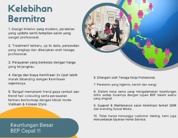 Kemitraan / Peluang Bisnis Salon & Pusat Kecantikan Bos Hairdesign & Beauty Kemitraan / Peluang Bisnis Salon & Pusat Kecantikan Bos Hairdesign & Beauty