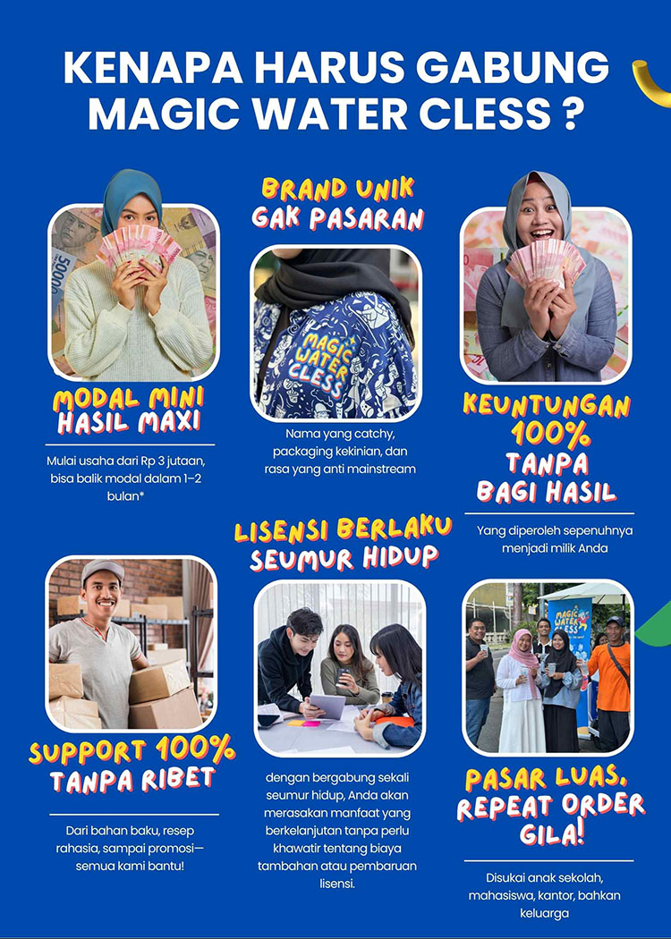 Kemitraan / Peluang Bisnis Minuman Viral Air Bening Filipina Magic Water Cless Kemitraan / Peluang Bisnis Minuman Viral Air Bening Filipina Magic Water Cless