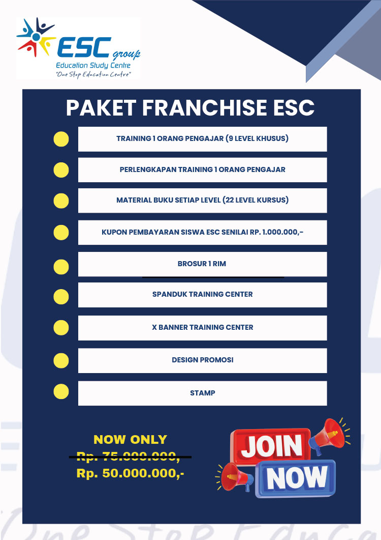 Franchise Pendidikan Kursus Anak & Dewasa Education Study Center / ESC
