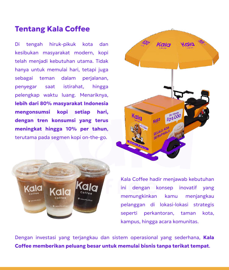 Kemitraan Peluang Bisnis Kopi Keliling Gerobak Sepeda Listrik Kala Coffee