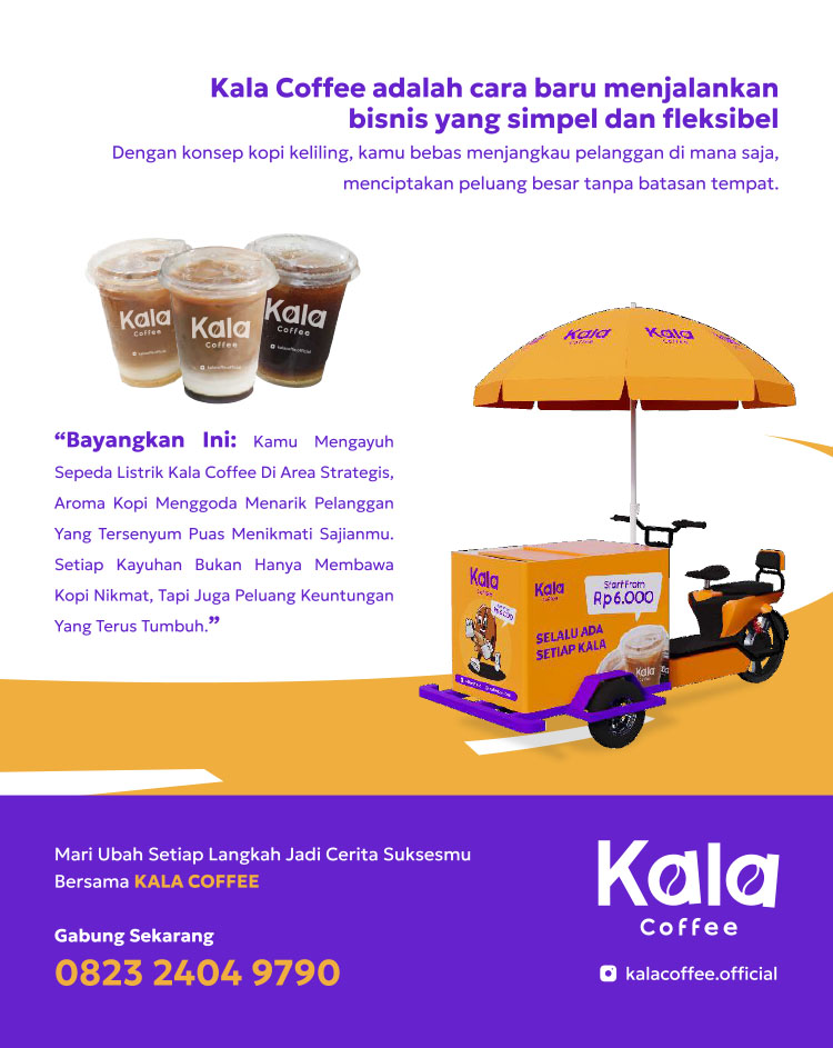 Kemitraan Peluang Bisnis Kopi Keliling Gerobak Sepeda Listrik Kala Coffee