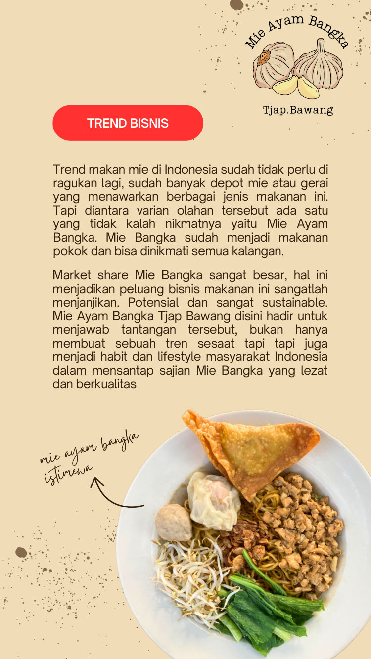 Kemitraan Peluang Bisnis Warung / Mini Resto Mie Ayam Bangka Tjap Bawang