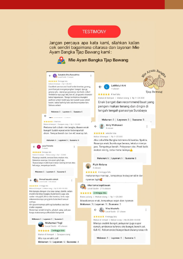 Kemitraan Peluang Bisnis Warung / Mini Resto Mie Ayam Bangka Tjap Bawang