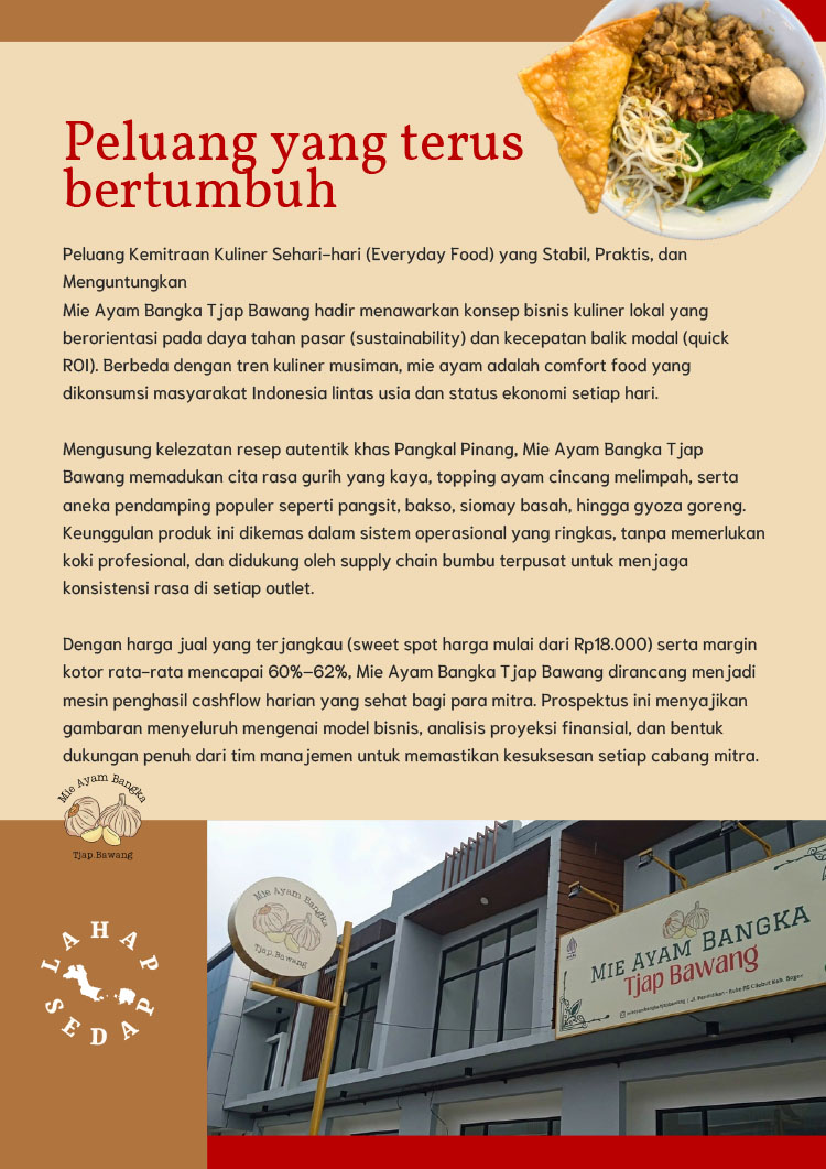 Kemitraan Peluang Bisnis Warung / Mini Resto Mie Ayam Bangka Tjap Bawang
