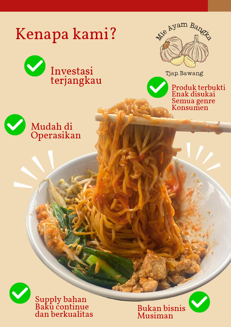 Kemitraan Peluang Bisnis Warung / Mini Resto Mie Ayam Bangka Tjap Bawang