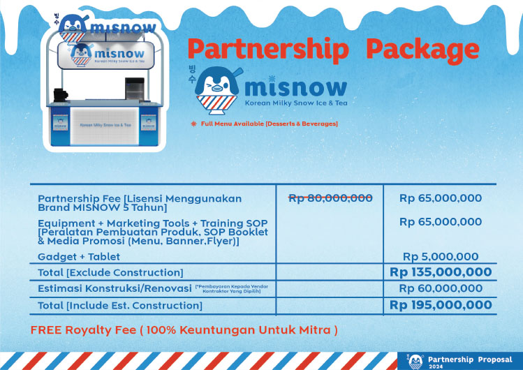 Misnow Kemitraan Peluang Bisnis Es Susu Salju & Dessert Korea