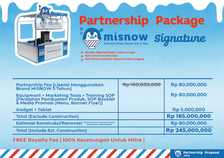 Misnow Kemitraan Peluang Bisnis Es Susu Salju & Dessert Korea