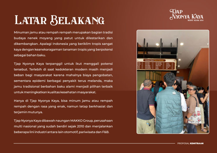 Kemitraan / Peluang Bisnis Cafe Jamu Kekinian Tjap Nyonya Kaya by Makko Group