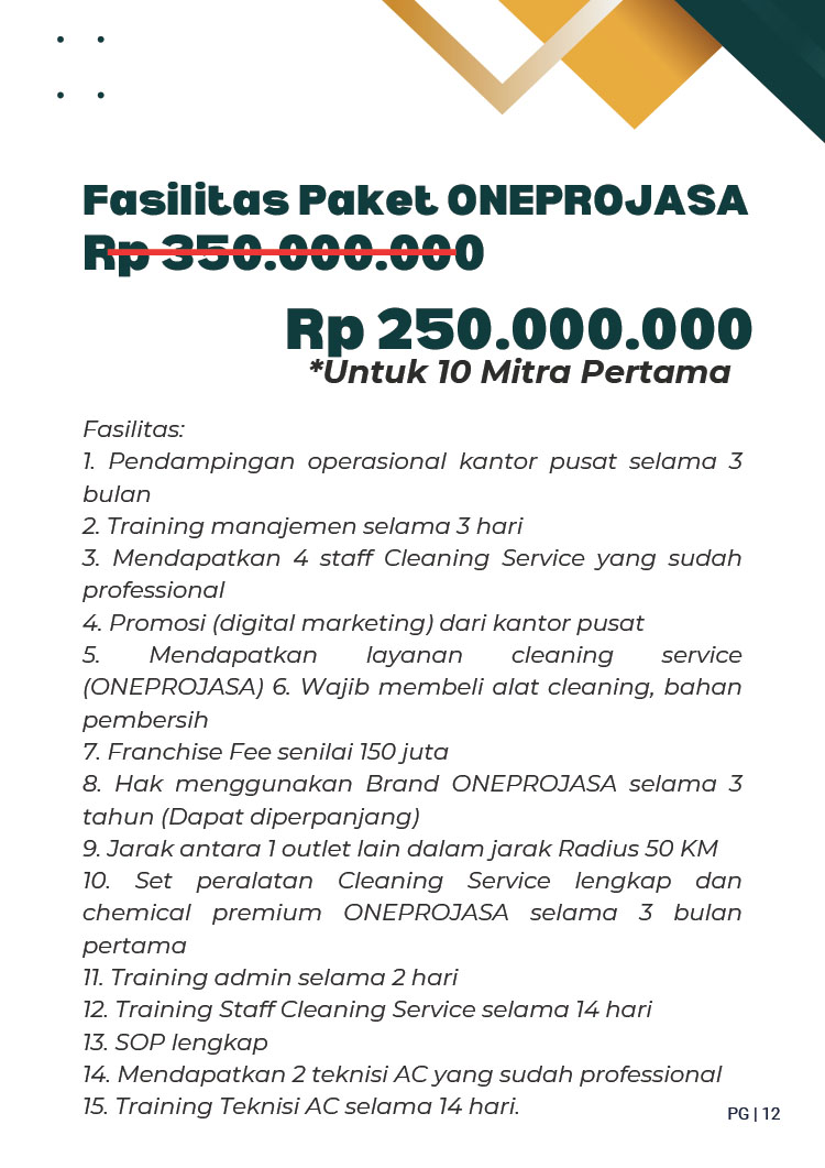 Kemitraan Peluang Bisnis Jasa Kebersihan OneProKlin, Servis AC ProCool, &Renovasi Bangungan ProBangunDesign by One Pro Jasa