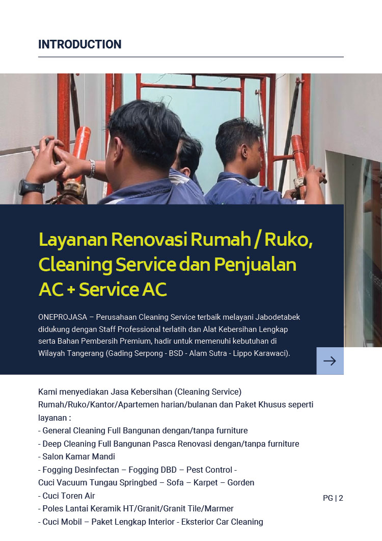 Kemitraan Peluang Bisnis Jasa Kebersihan OneProKlin, Servis AC ProCool, &Renovasi Bangungan ProBangunDesign by One Pro Jasa