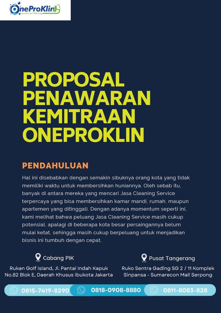 Kemitraan / Peluang Bisnis Jasa General & Deep Cleaning OneProKlin