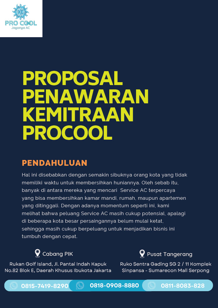 Kemitraan / Peluang Bisnis Jasa Service & Cuci AC Procool