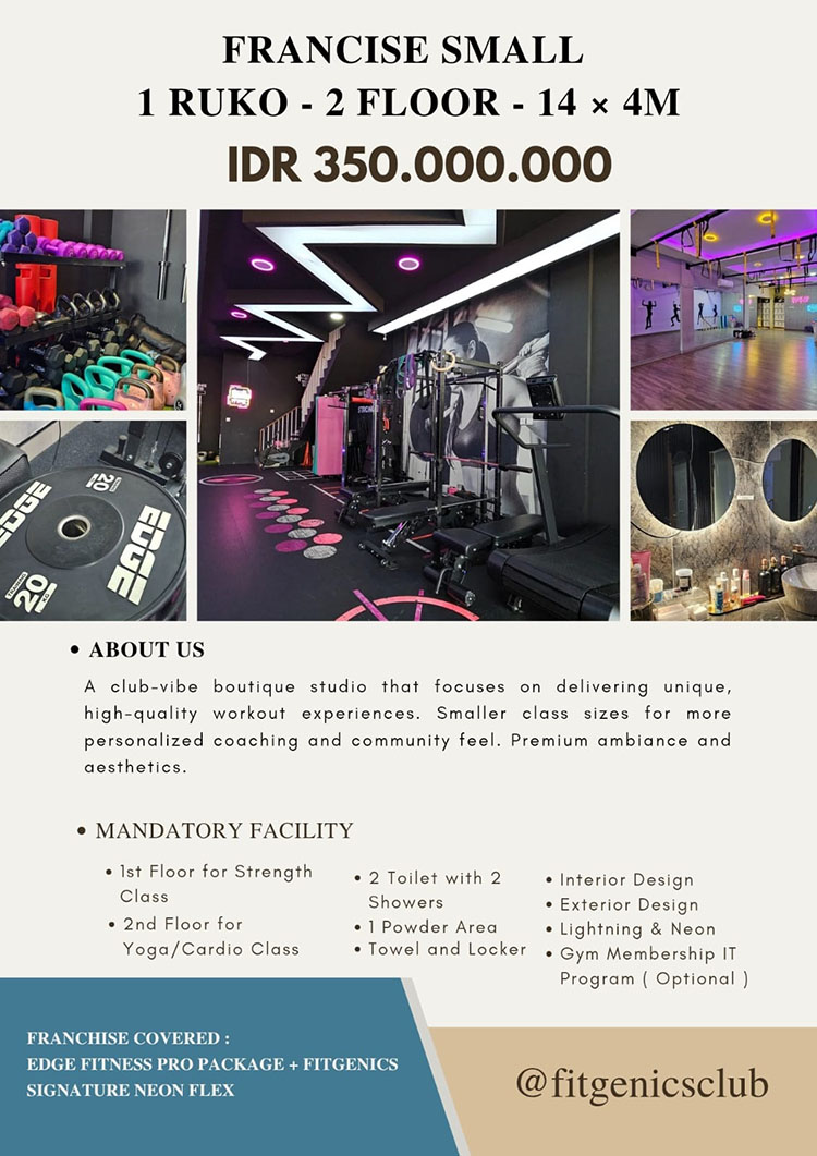 Kemitraan / Peluang Bisnis Fitness, Yoga & Gym Studio Fitgenics Club