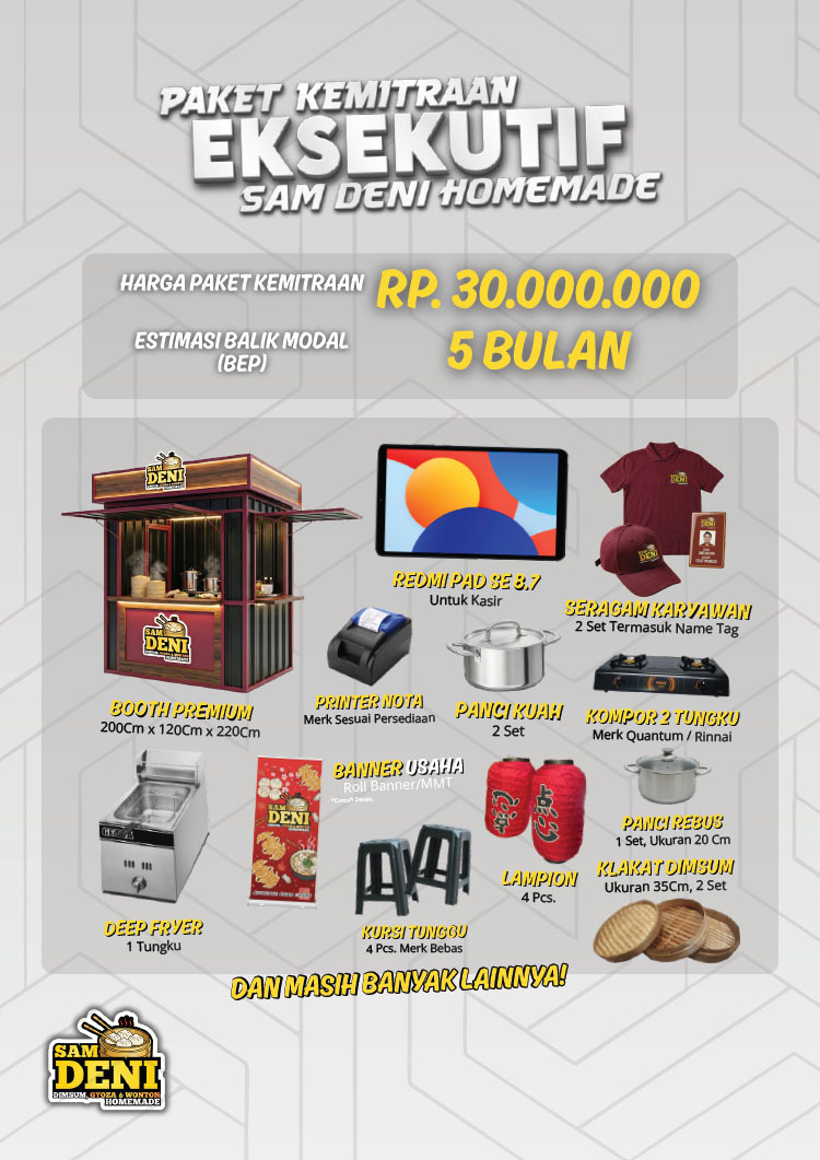 Kemitraan / Peluang Bisnis Dimsum, Gyoza, Wonton Homemade Sam Deni Kemitraan / Peluang Bisnis Dimsum, Gyoza, Wonton Homemade Sam Deni