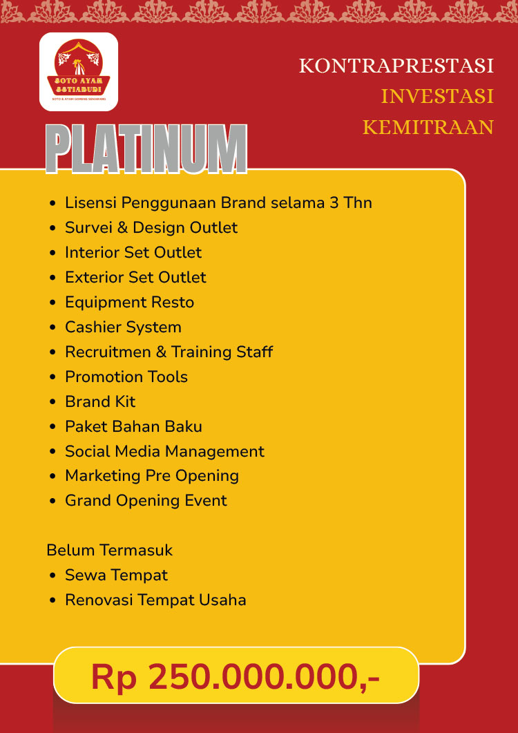 Kemitraan / Peluang Bisnis Restoran Tradisional Soto & Ayam Goreng Setiabudi