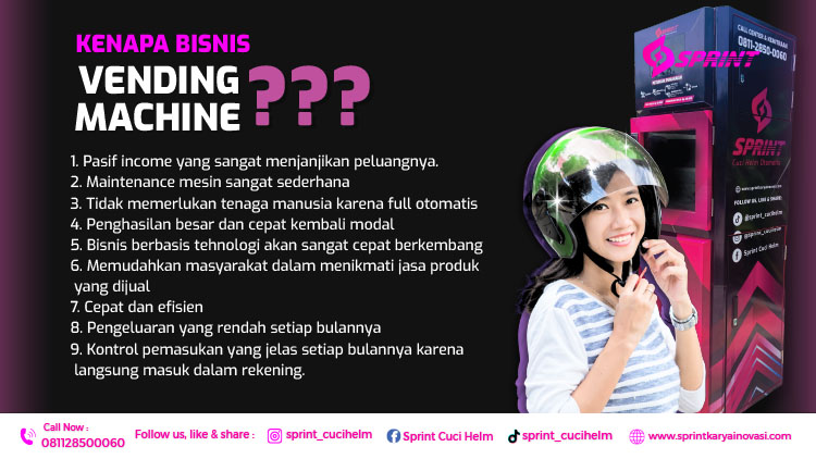 Kemitraan / Peluang Bisnis Vending Mesin Cuci Helm Otomatis Sprint