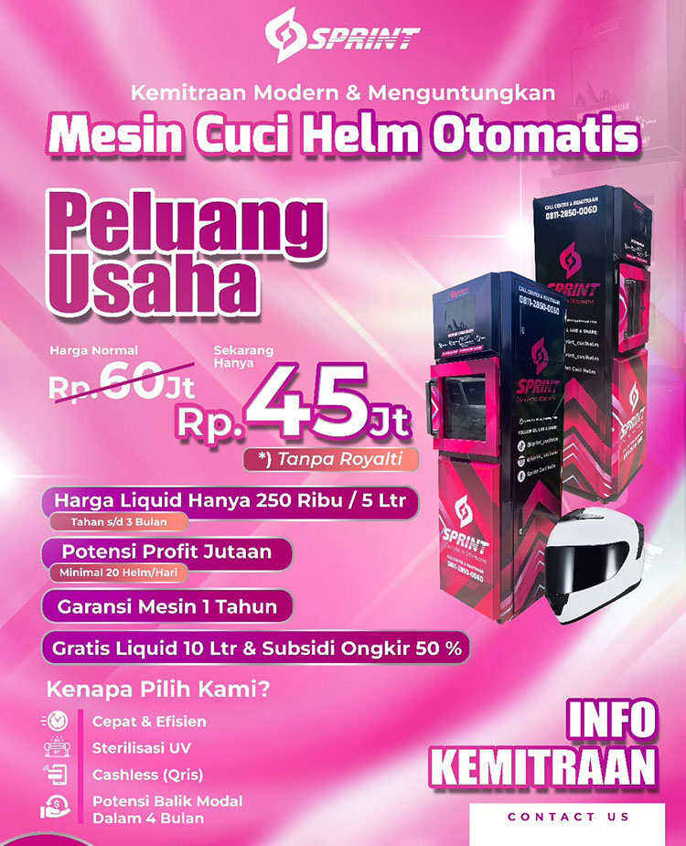 Kemitraan / Peluang Bisnis Vending Mesin Cuci Helm Otomatis Sprint Kemitraan / Peluang Bisnis Vending Mesin Cuci Helm Otomatis Sprint