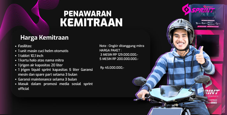 Kemitraan / Peluang Bisnis Vending Mesin Cuci Helm Otomatis Sprint Kemitraan / Peluang Bisnis Vending Mesin Cuci Helm Otomatis Sprint