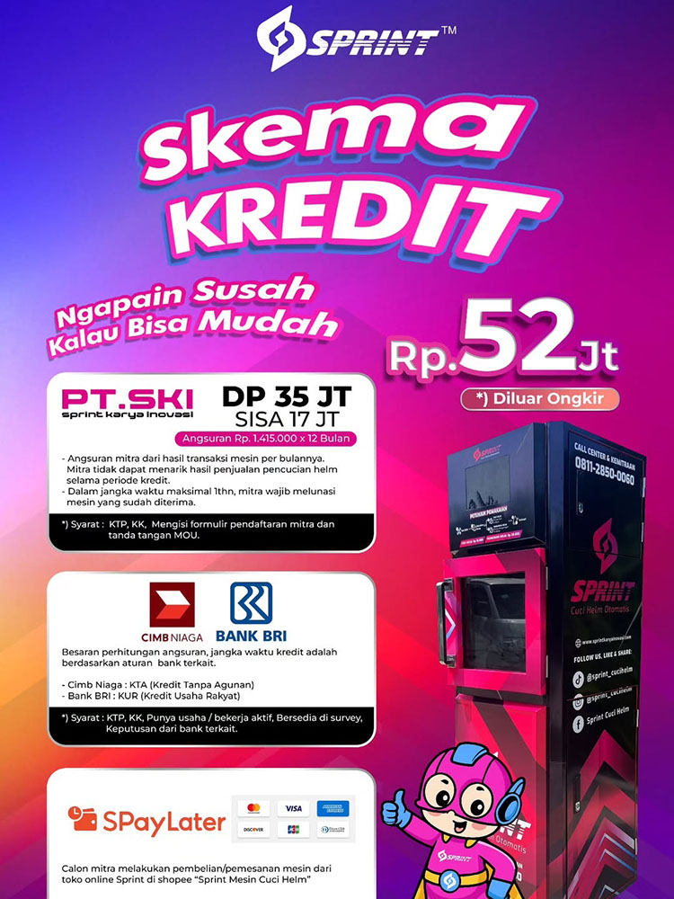 Kemitraan / Peluang Bisnis Vending Mesin Cuci Helm Otomatis Sprint