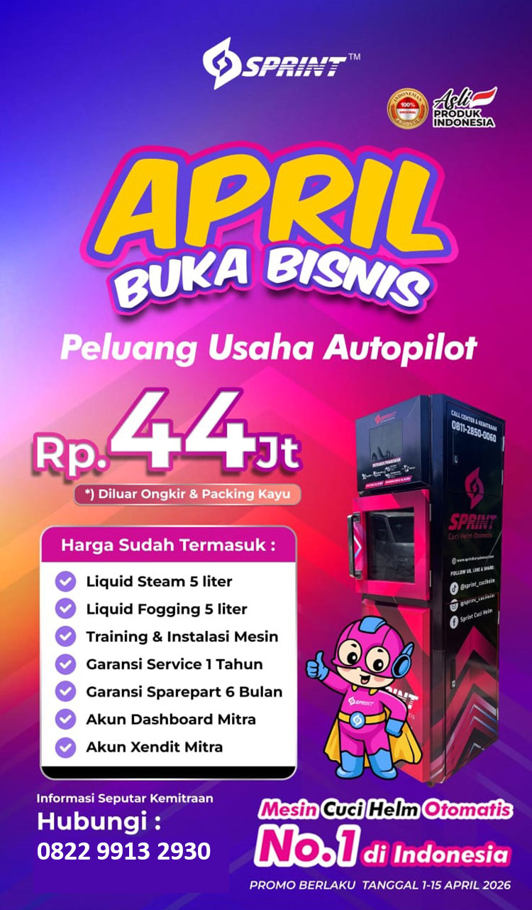 Kemitraan / Peluang Bisnis Vending Mesin Cuci Helm Otomatis Sprint