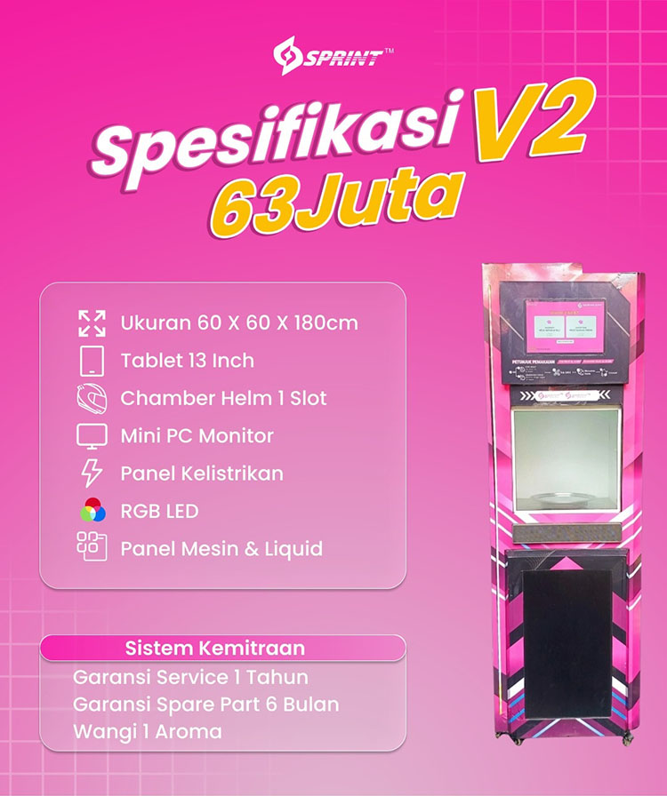 Kemitraan / Peluang Bisnis Vending Mesin Cuci Helm Otomatis Sprint