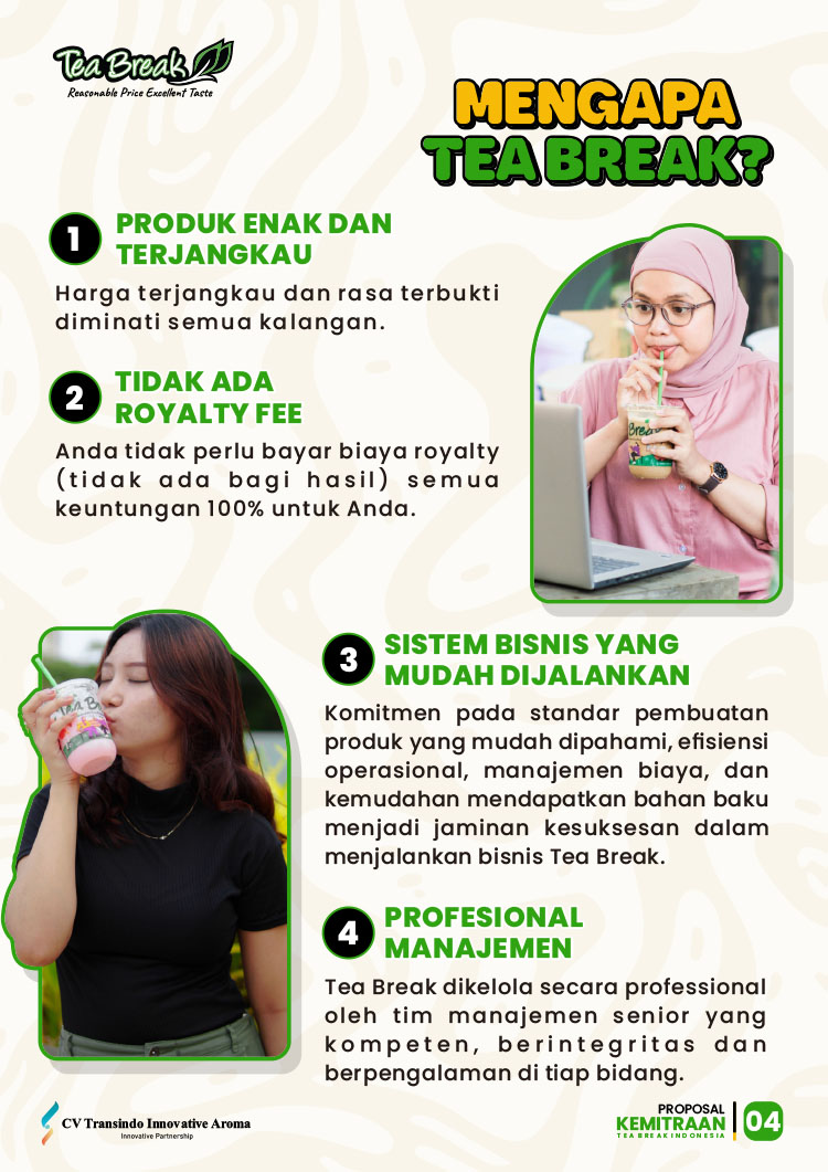 Kemitraan / Peluang Bisnis Minuman Kekinian, Teh, & Es Krim Keliling Tea Break