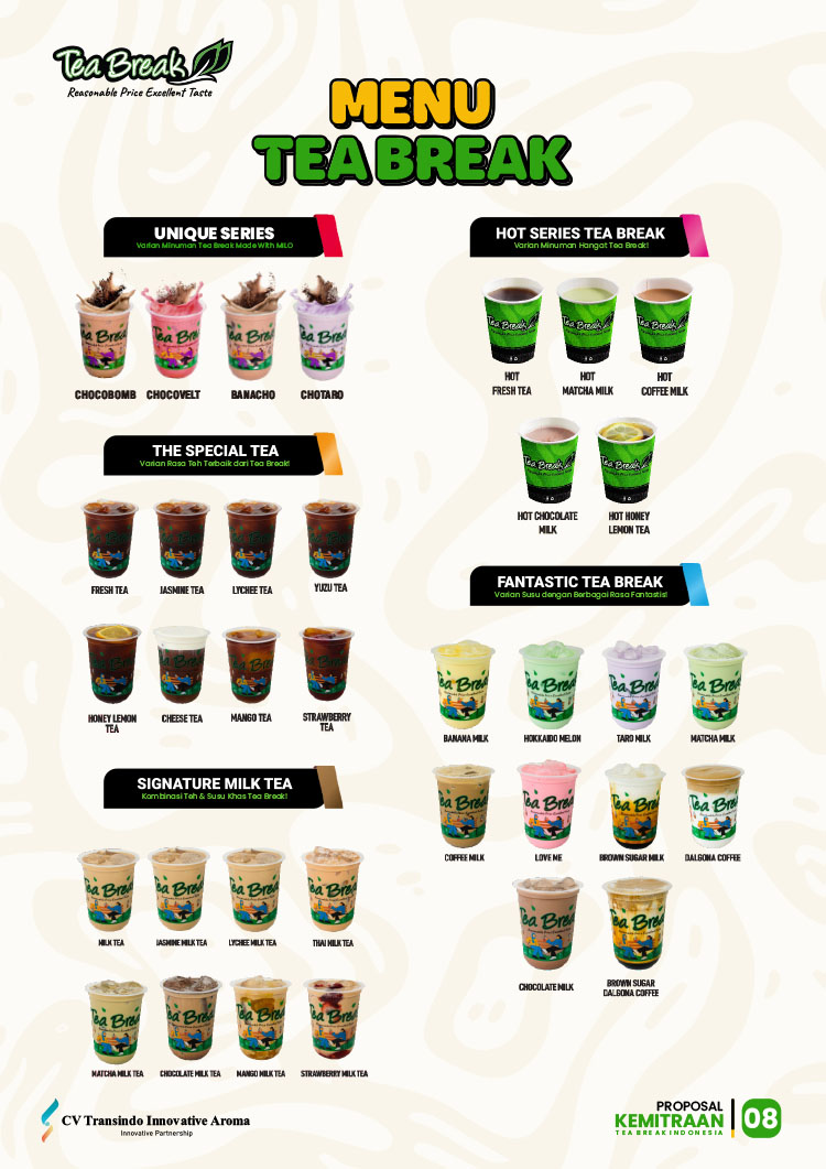 Kemitraan / Peluang Bisnis Minuman Kekinian, Teh, & Es Krim Keliling Tea Break