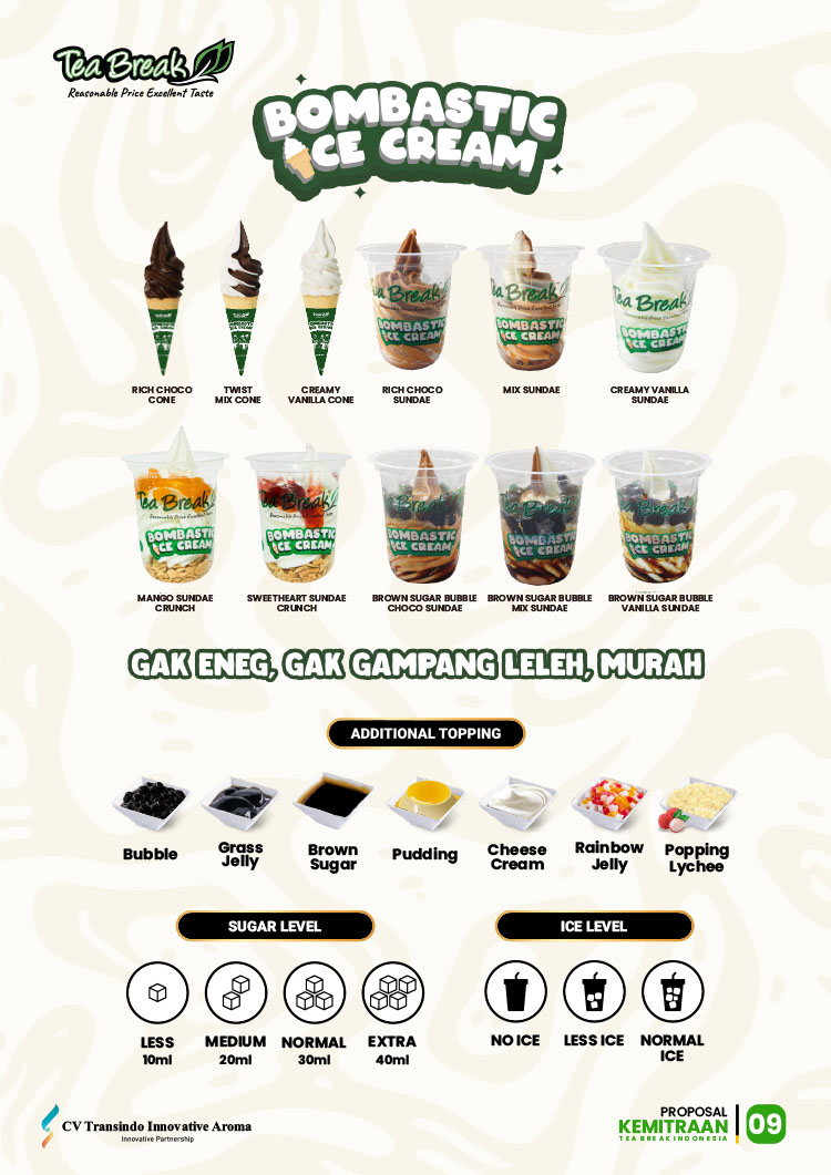 Kemitraan / Peluang Bisnis Minuman Kekinian, Teh, & Es Krim Keliling Tea Break Kemitraan / Peluang Bisnis Minuman Kekinian, Teh, & Es Krim Keliling Tea Break