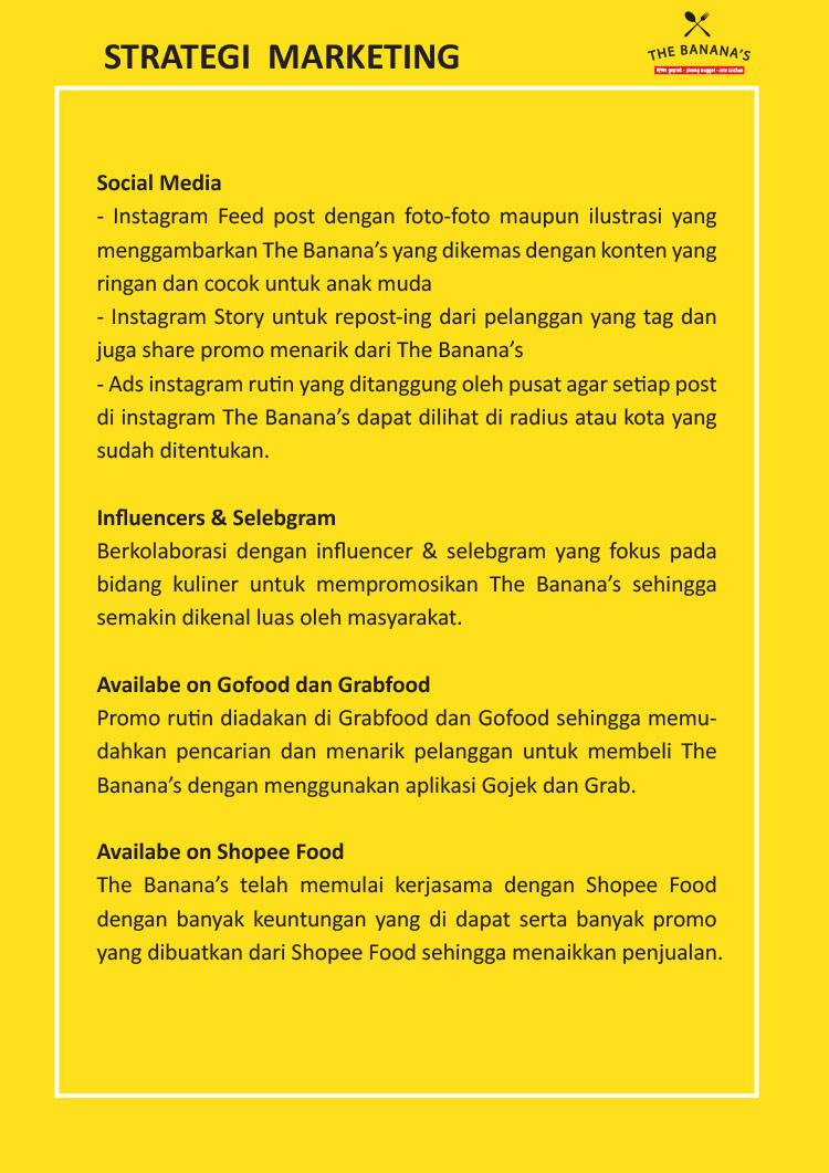 Kemitraan / Peluang Bisnis Pisang Nugget, Ayam Geprek, Sate Taichan The Banana's