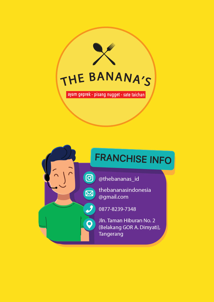 Kemitraan / Peluang Bisnis Pisang Nugget, Ayam Geprek, Sate Taichan The Banana's